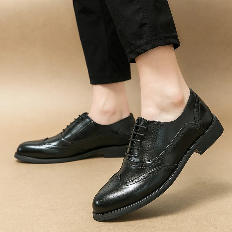 Oxford Cuir Verni Homme Bout Pointu Semelle Caoutchouc Mariage & Business – CLEVI Paris