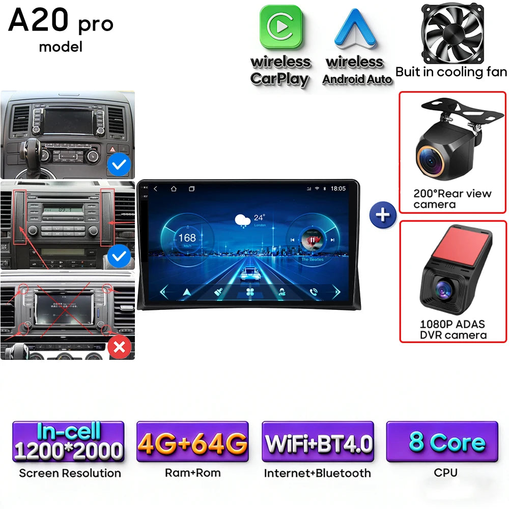 Autoradio Android 9″ VW Multivan T5 – CLEVI Paris