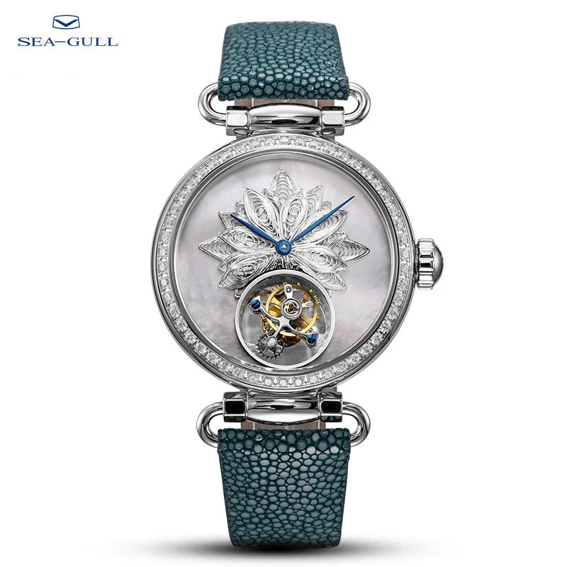 Montre Femme Tourbillon Filigrane Nacre Seagull 8100L – CLEVI Paris
