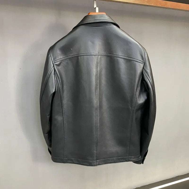 Veste homme en cuir à poches poitrine – CLEVI Paris