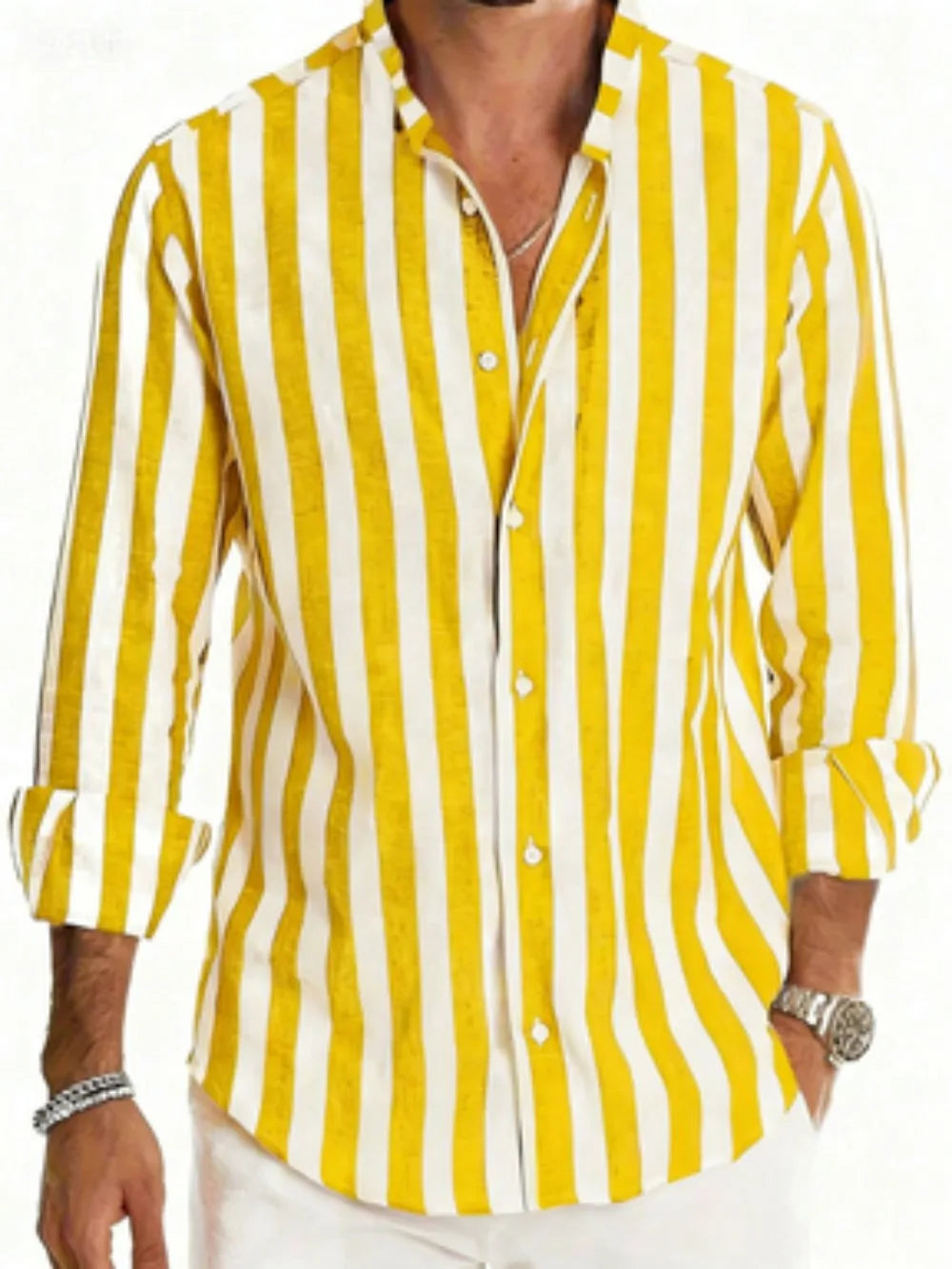 Chemise homme rayée à manches longues – CLEVI Paris