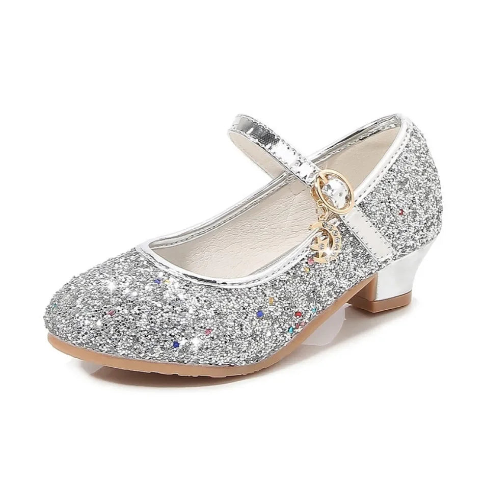 Sandales fille à talons et paillettes – CLEVI Paris
