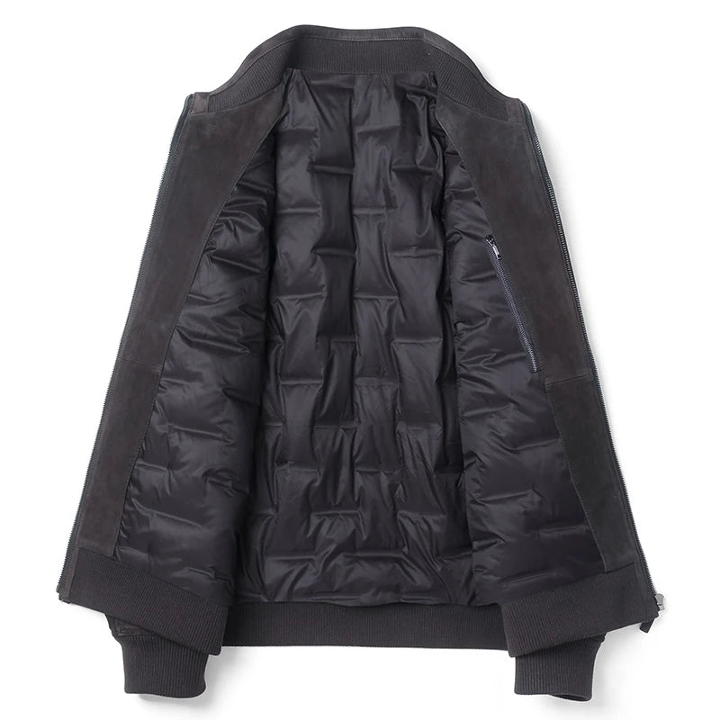 Veste homme en cuir suédé marron café – CLEVI Paris