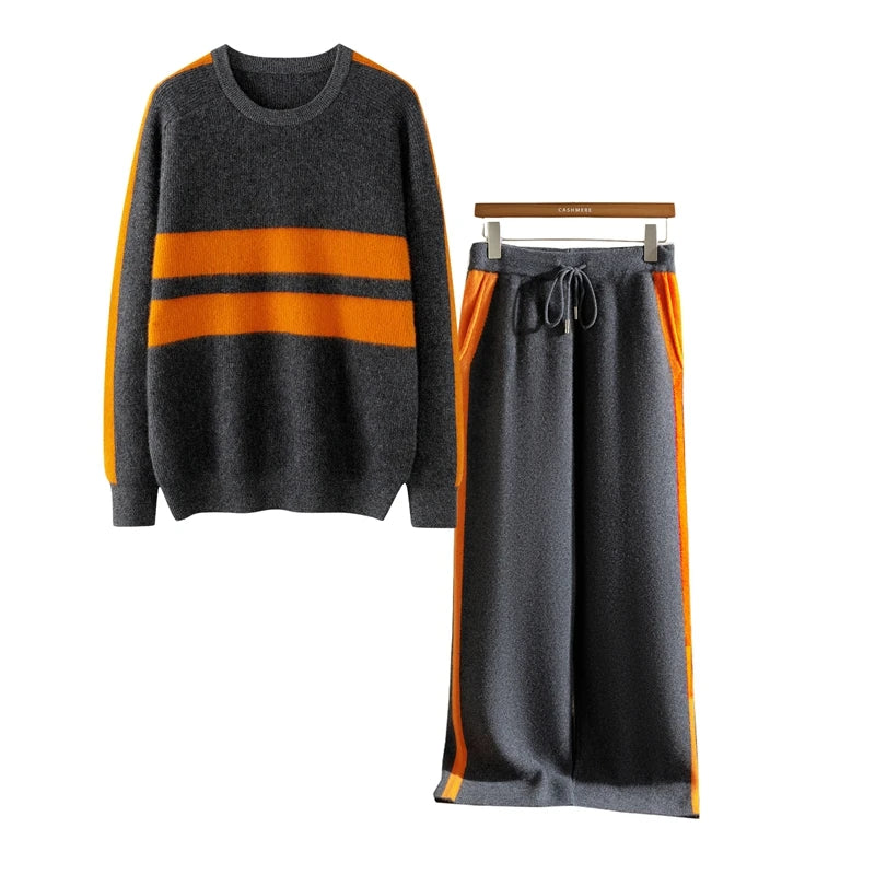 Ensemble homme en cachemire à bandes – CLEVI Paris