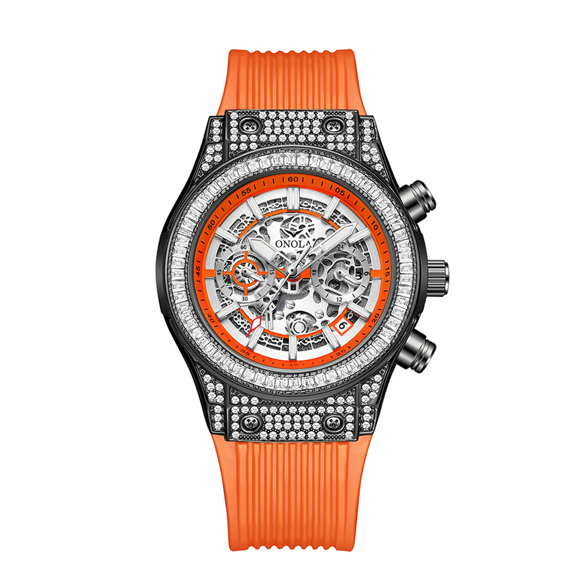Montre Quartz Tonneau Cadran Creux ONOLA Homme Silicone – CLEVI Paris