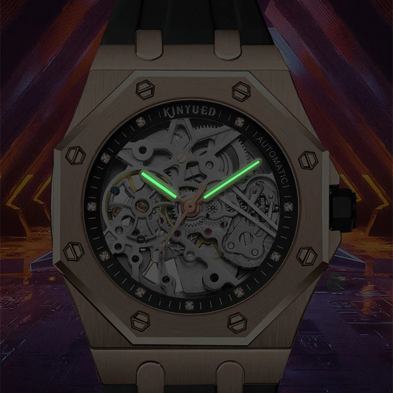 KINYUED J091 Montre Homme Automatique Squelette Steampunk Lumineux – CLEVI Paris