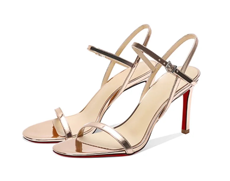 Escarpins Femme Talon Aiguille Cuir Verni Bout Ouvert Bride Cheville – CLEVI Paris