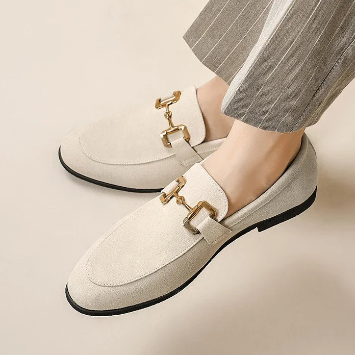 Loafers Homme Velours Bout Rond Déco Métal Slip-On – CLEVI Paris