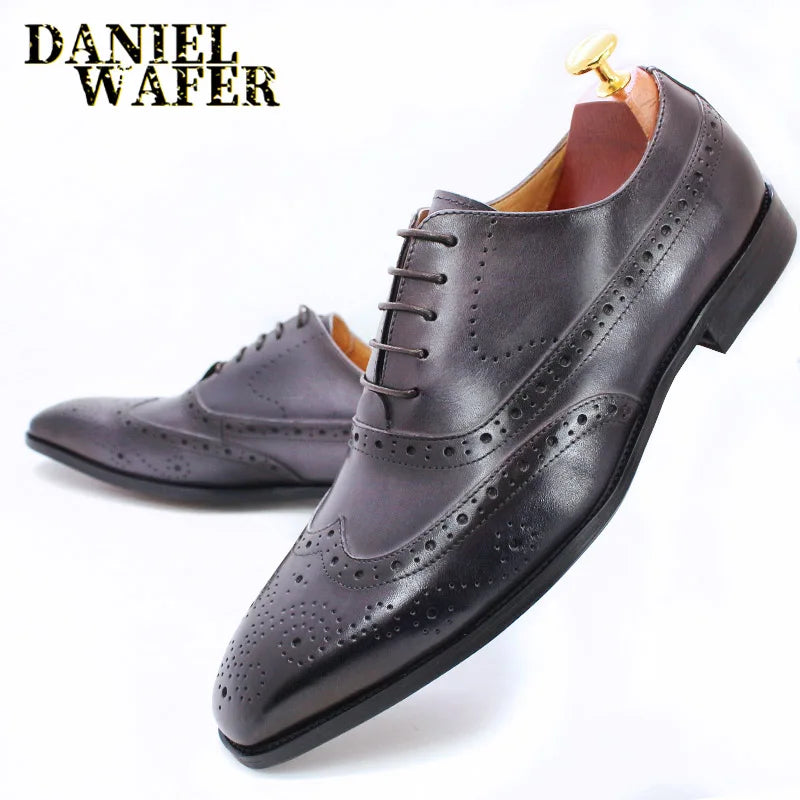 Oxford brogue homme en cuir à lacets – CLEVI Paris