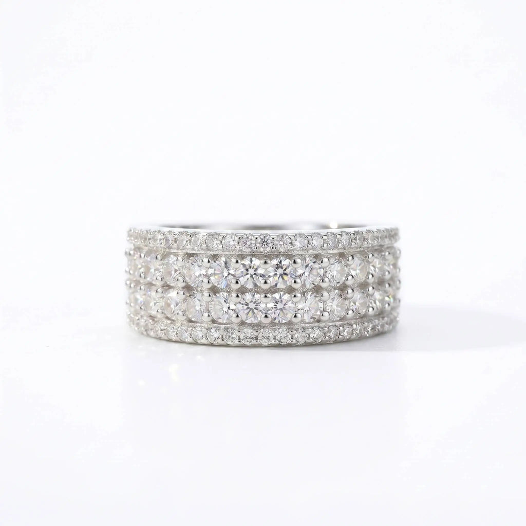 Bague Double Rang Moissanite Pavé Argent 925 – CLEVI Paris