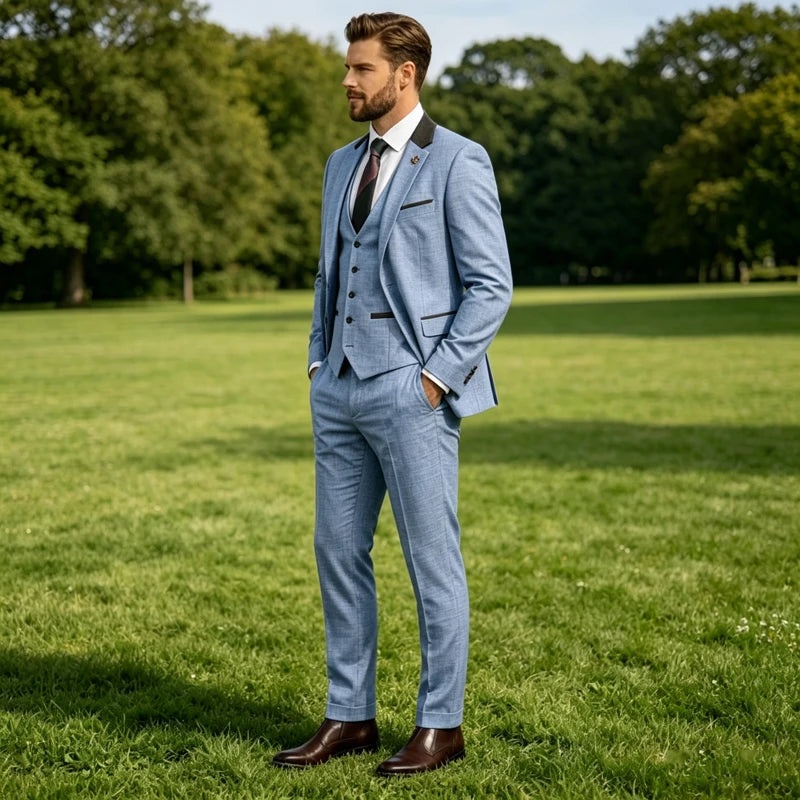 Costume homme 3 pièces en lin mélangé – CLEVI Paris