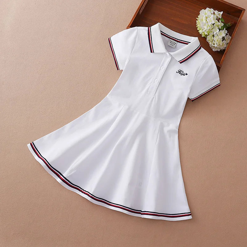 Robe polo fille en coton à manches courtes – CLEVI Paris