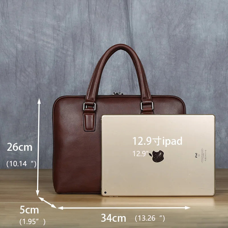 Serviette Homme Cuir Vache Vintage Business Laptop 14" – CLEVI Paris