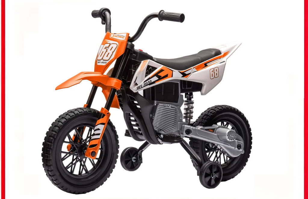 Moto électrique enfant 12 V orange – CLEVI Paris