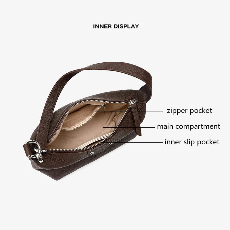 Sac Bandoulière Femme Cuir Véritable Grande Capacité Minimaliste – CLEVI Paris