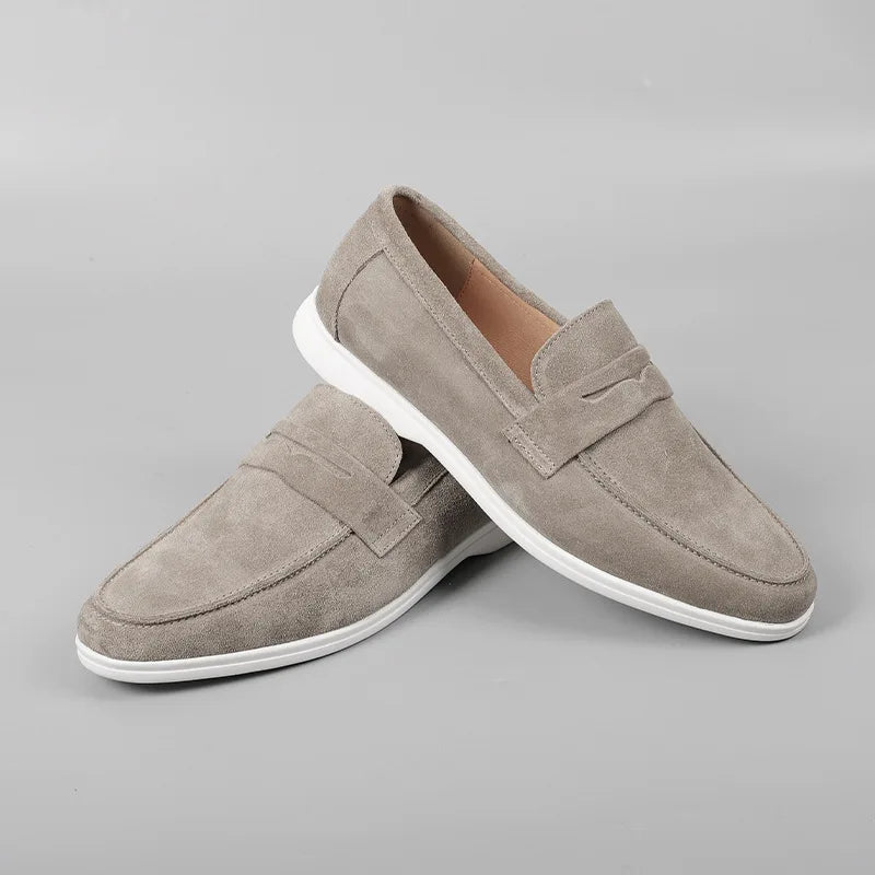 Mocassins en cuir gris à bout pointu – CLEVI Paris