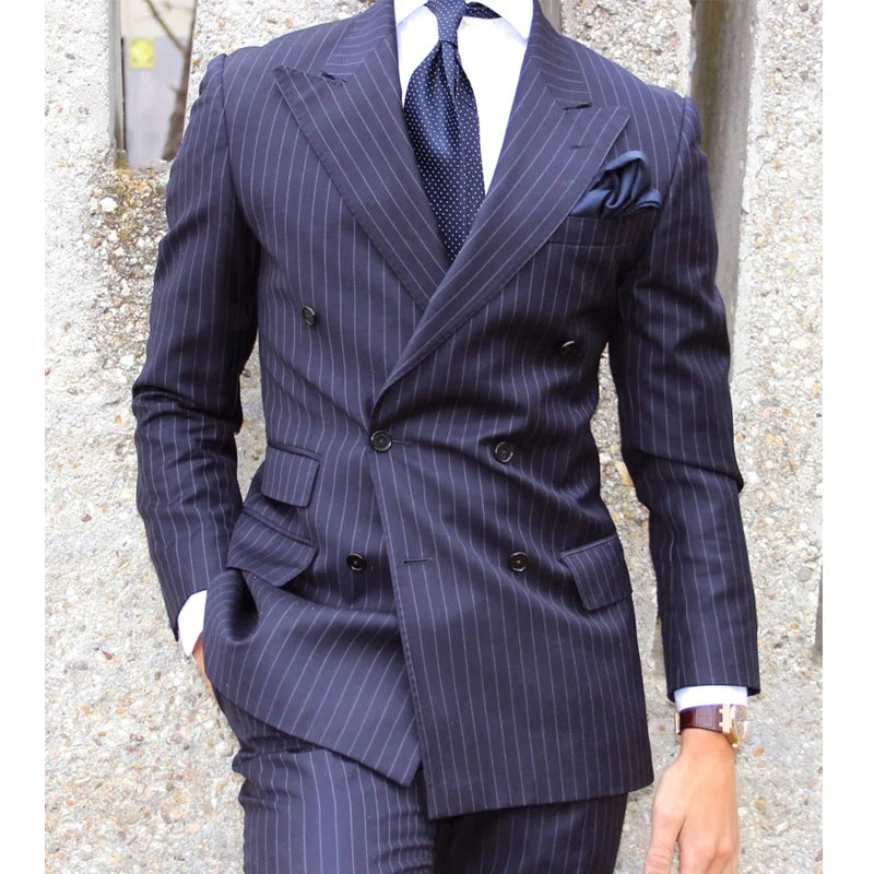 Costume 2 Pièces Homme Double Boutonnage Revers Pointu Slim Fit – CLEVI Paris