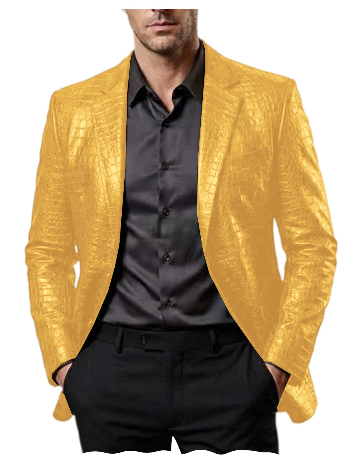 Blazer homme en simili cuir motif crocodile – CLEVI Paris