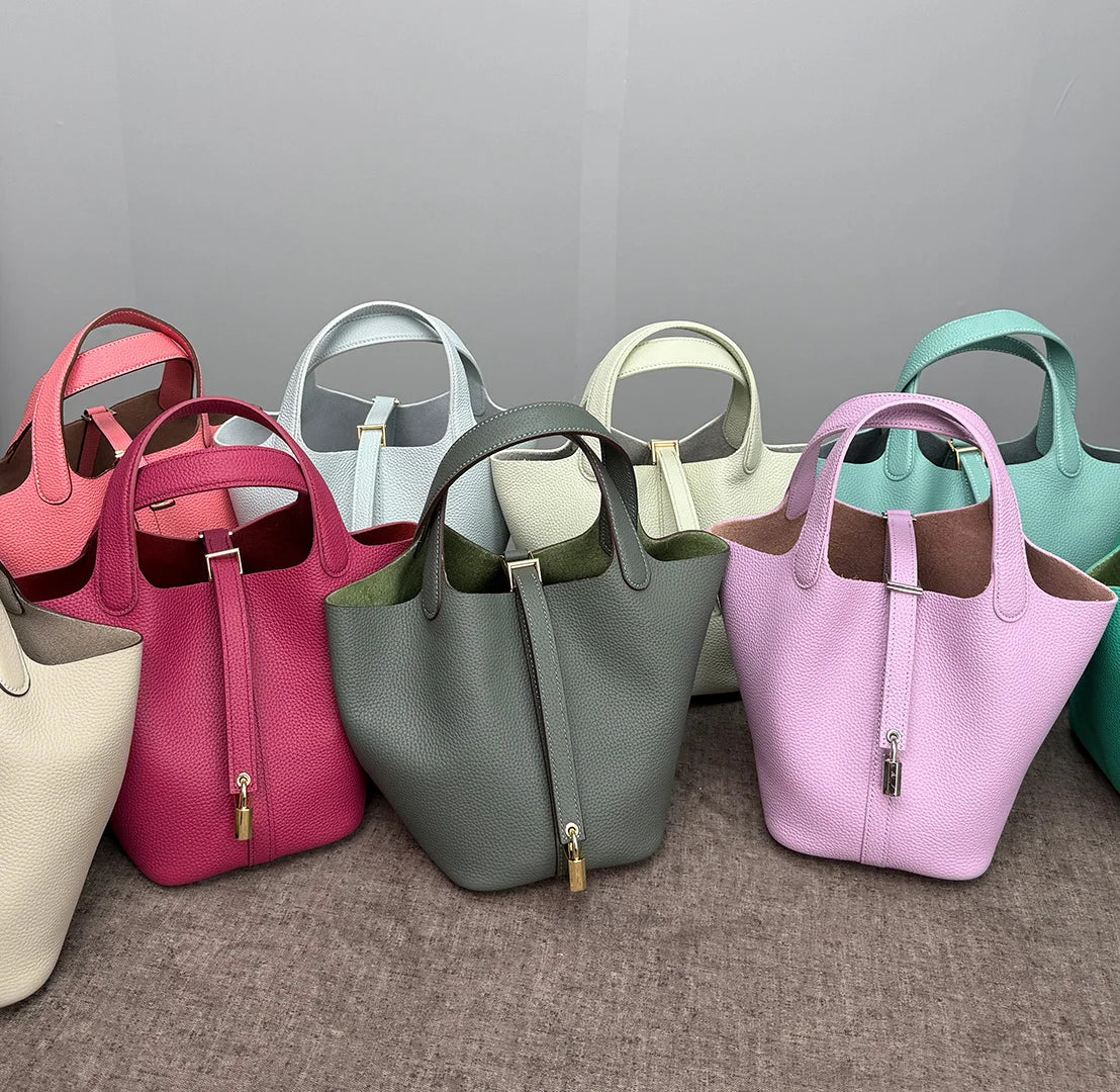 Sac Seau Femme Cuir Véritable Vache 2 Tailles 50+ Coloris Quincaillerie Argentée ou Dorée – CLEVI Paris