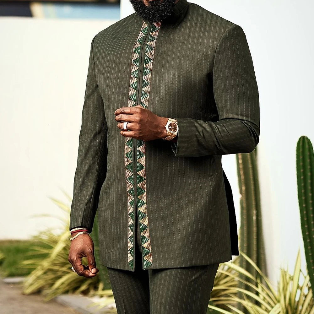 Ensemble Deux Pièces Kaftan Homme Brodé – CLEVI Paris