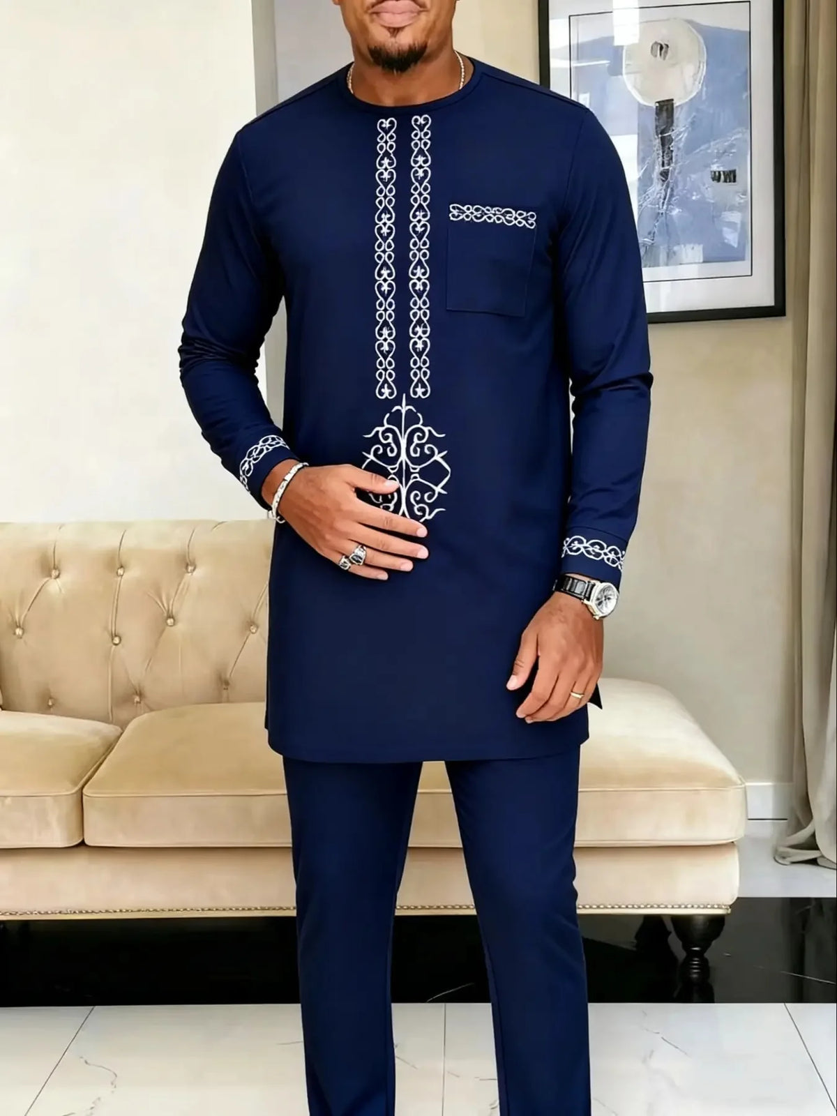 Ensemble 2 Pièces Style Africain Homme – CLEVI Paris