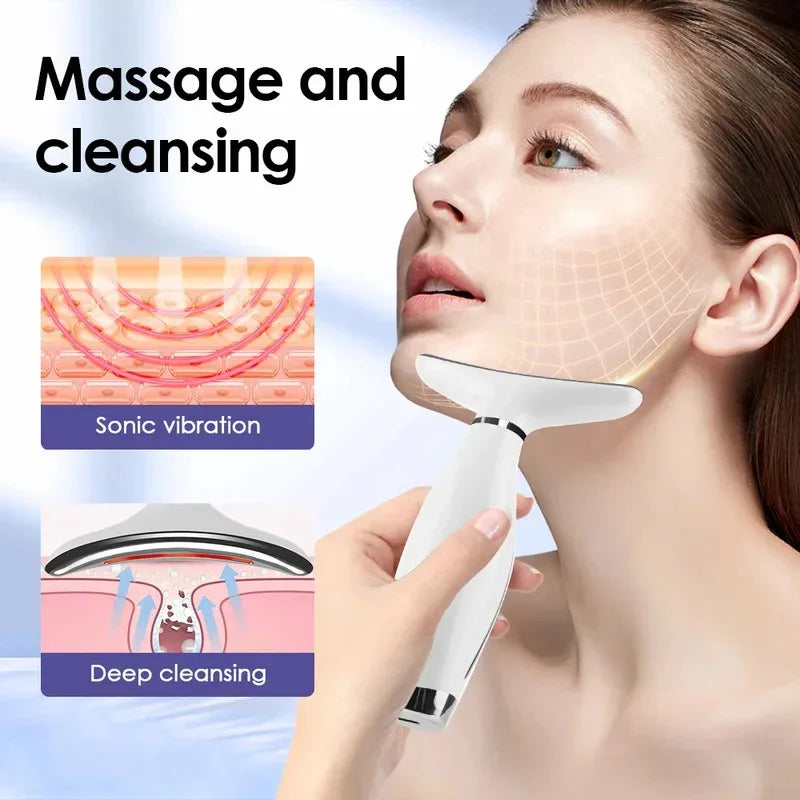 Masseur Cou & Visage LED 7 Couleurs | Lifting, Anti-Rides & Vibrations 7 Modes