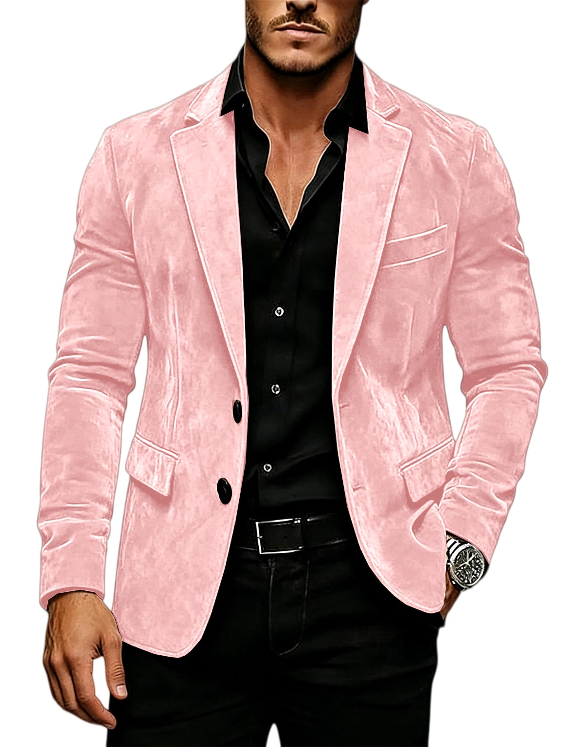 Blazer en daim vintage pour homme, coupe ajustée, 2 boutons, revers cranté, veste de costume décontractée, smoking formel pour affaires, mariage, fête, usage quotidien