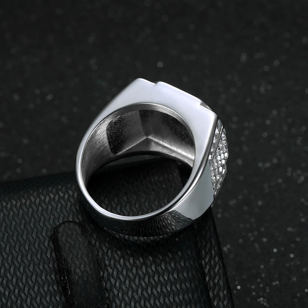 Bague Homme Carrée Zircone Acier Inoxydable 17 mm – CLEVI Paris