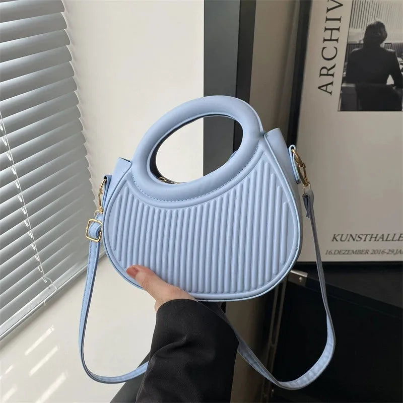 Sac Coquille Femme Rayures PU Zip Bandoulière – CLEVI Paris