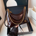 Sac Bandoulière Cuir Ciré Vintage Femme Chaîne Grande Capacité – CLEVI Paris