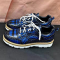 Sneakers Cuir Crocodile Homme Bout Rond Lacets Bleu – CLEVI Paris