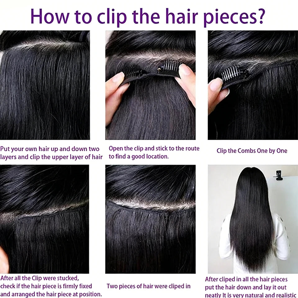 Extensions Clip-in Brésiliennes Remy 8pcs – CLEVI Paris