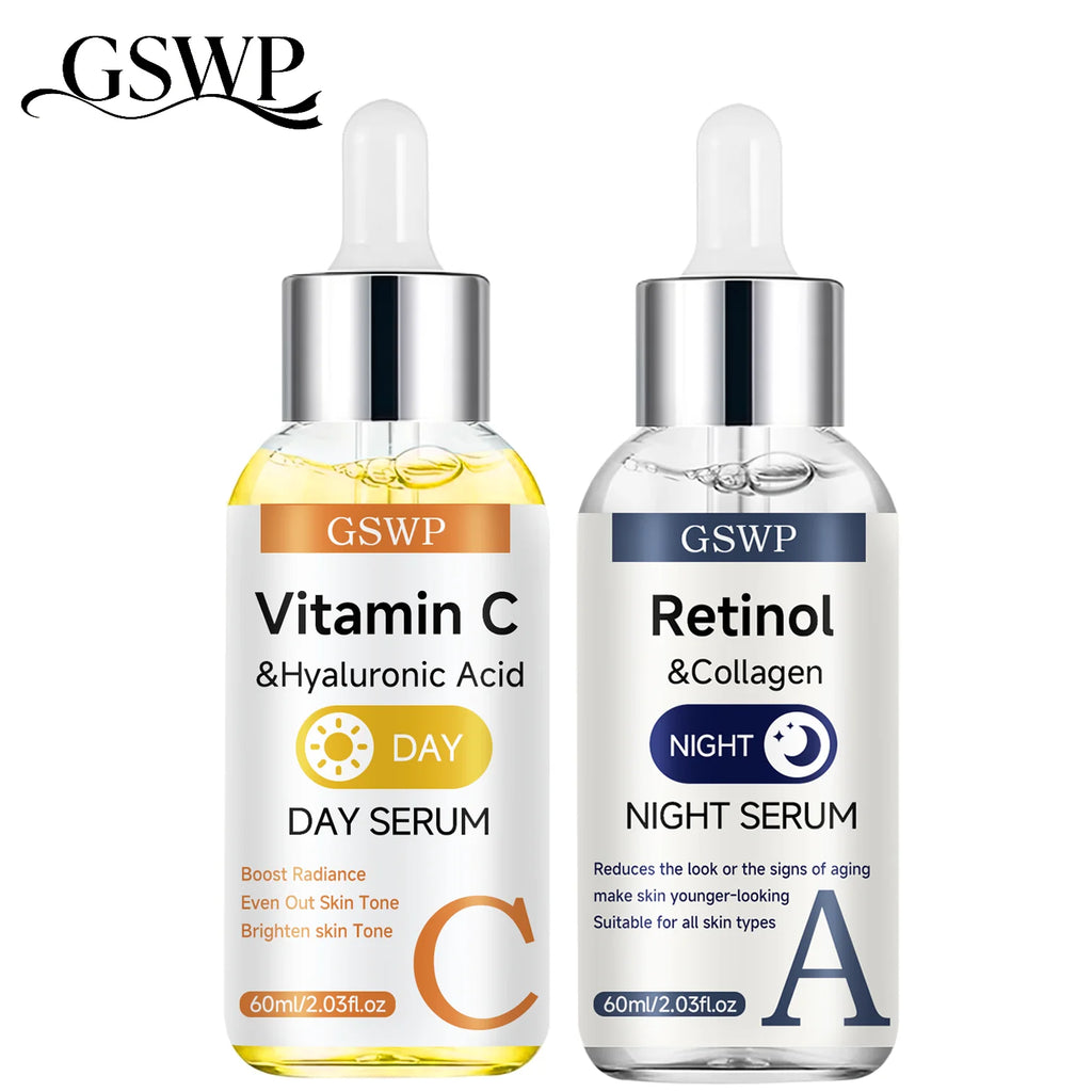 Sérum Jour & Nuit GSWP – Vitamine C, Rétinol & Acide Hyaluronique – Hydratant, Raffermissant & Éclaircissant – CLEVI Paris
