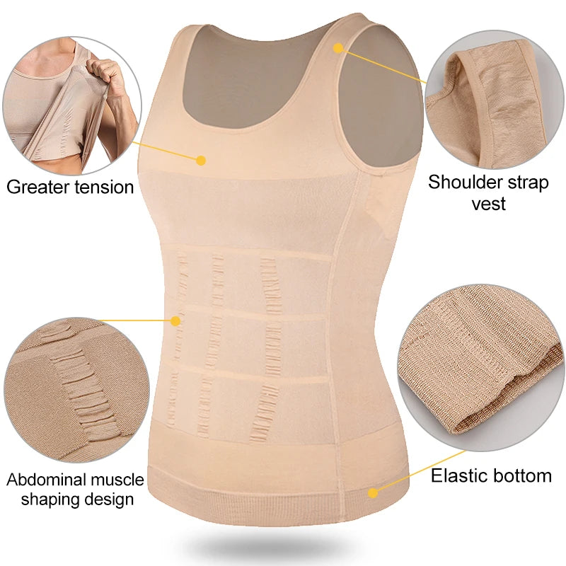 Gaine Amincissante Homme Débardeur Compression Ventre Plat Soutien Dorsal – CLEVI Paris