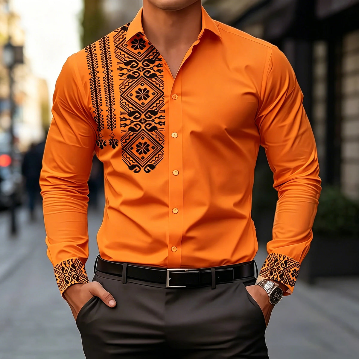 Chemise homme à imprimé géométrique – CLEVI Paris