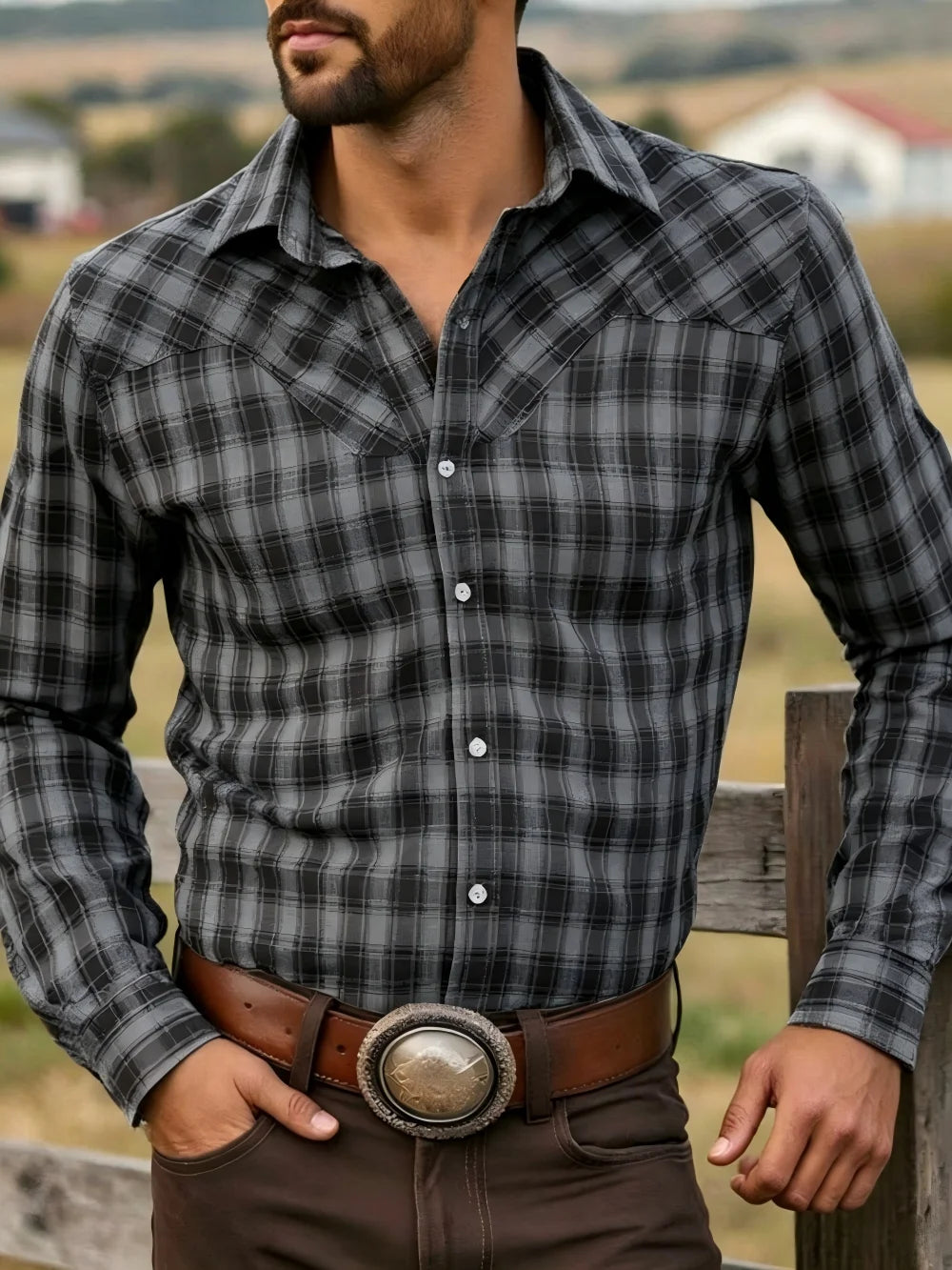 Chemise homme à carreaux manches longues – CLEVI Paris