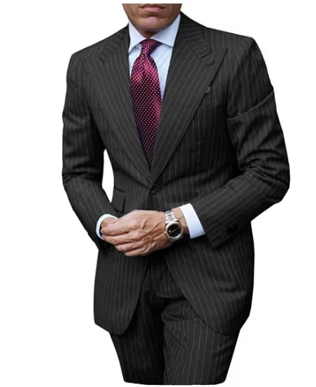 Costume 2 Pièces Homme Rayures Fines Coupe Slim Mariage – CLEVI Paris
