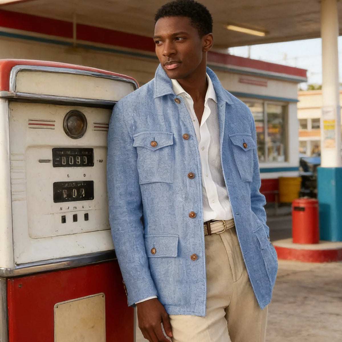 Veste safari homme en lin décontractée – CLEVI Paris
