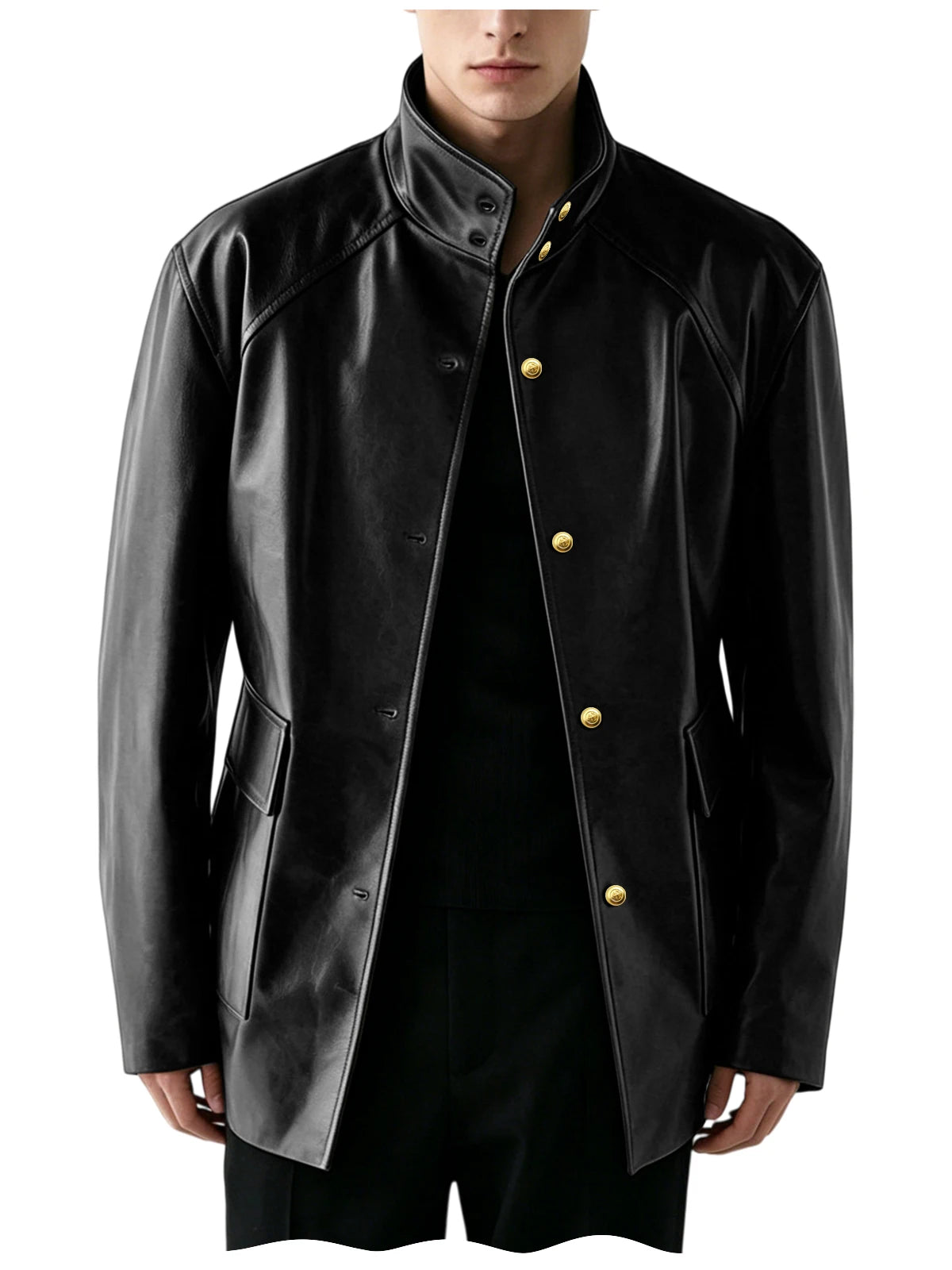 Veste Simili Cuir Homme Col Montant – CLEVI Paris