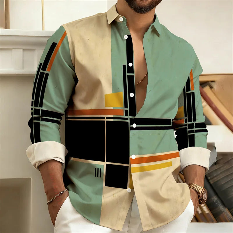 Chemise homme à rayures géométriques – CLEVI Paris