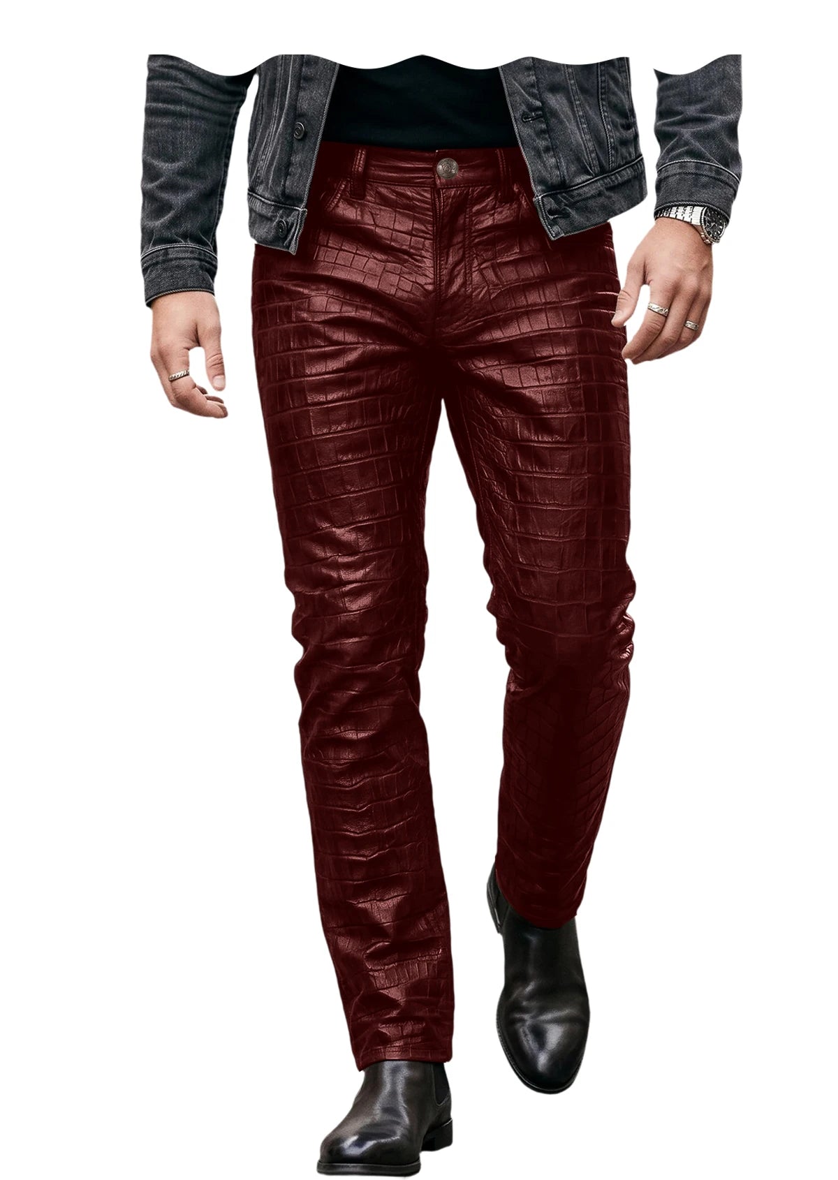 Pantalon effet cuir crocodile homme – CLEVI Paris