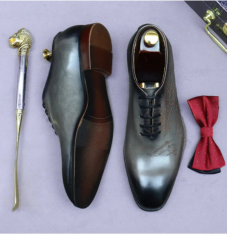 Oxford Artisanal Cuir de Vache Entier Totem Embossé Homme Imperméable Rehaussant Mariage – CLEVI Paris