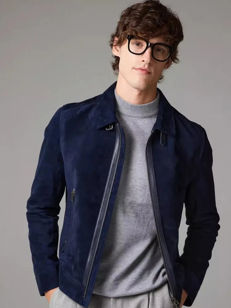 Veste homme en daim à coupe cintrée – CLEVI Paris