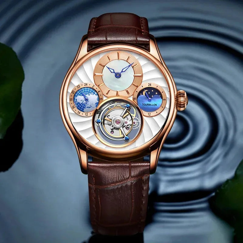 Montre Homme Tourbillon Volant AESOP – Squelette Double Face Verre Saphir Étanche 100m Édition Limitée – CLEVI Paris