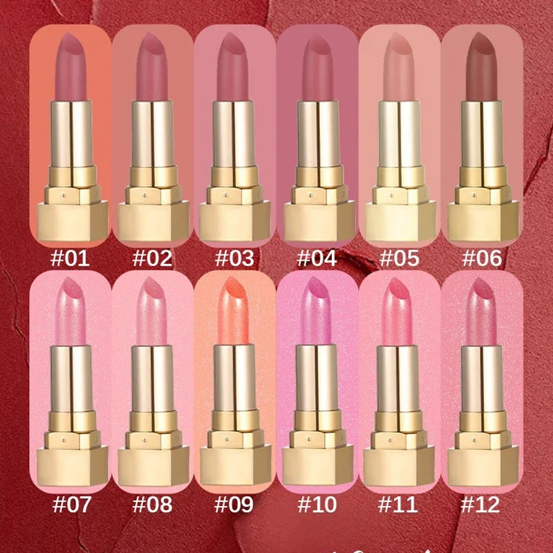 Rouge à Lèvres Tube Doré 12 Teintes Longue Tenue – CLEVI Paris