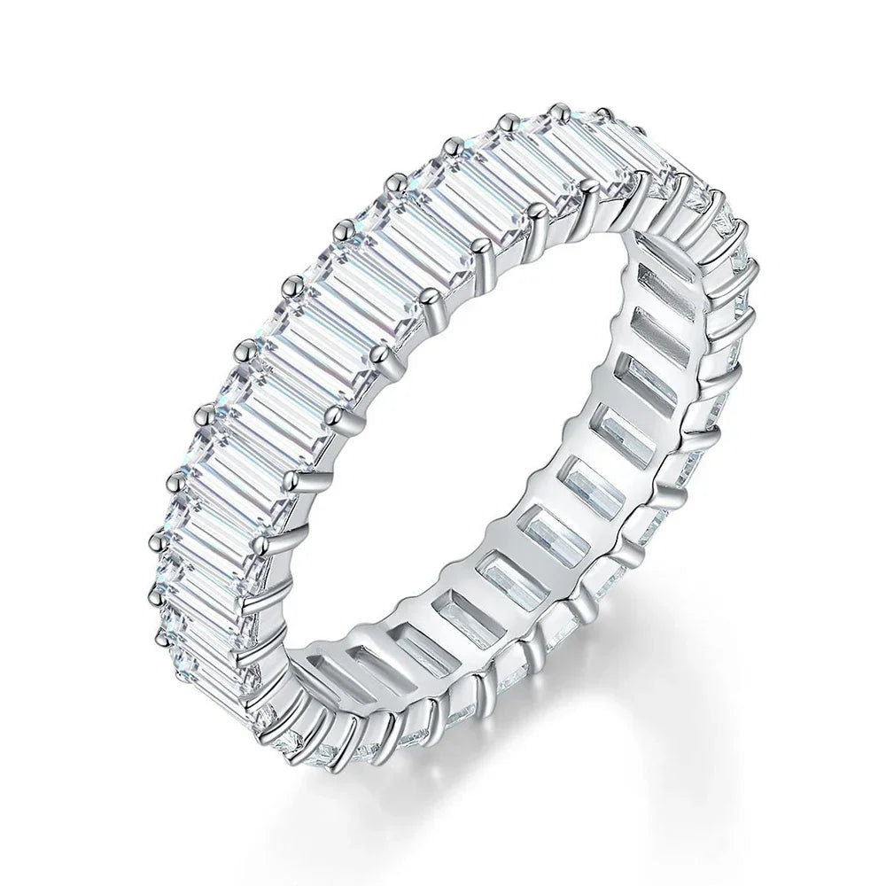 Bague Femme Rectangulaire en Argent 925, Moissanite – CLEVI Paris