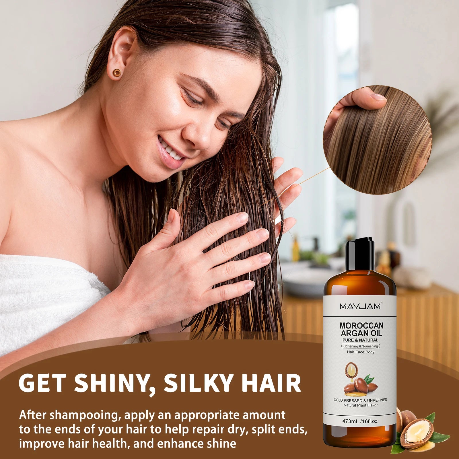 Huiles Végétales Pures MAYJAM 473ml – Argan, Jojoba, Coco, Amande Douce & Plus – CLEVI Paris