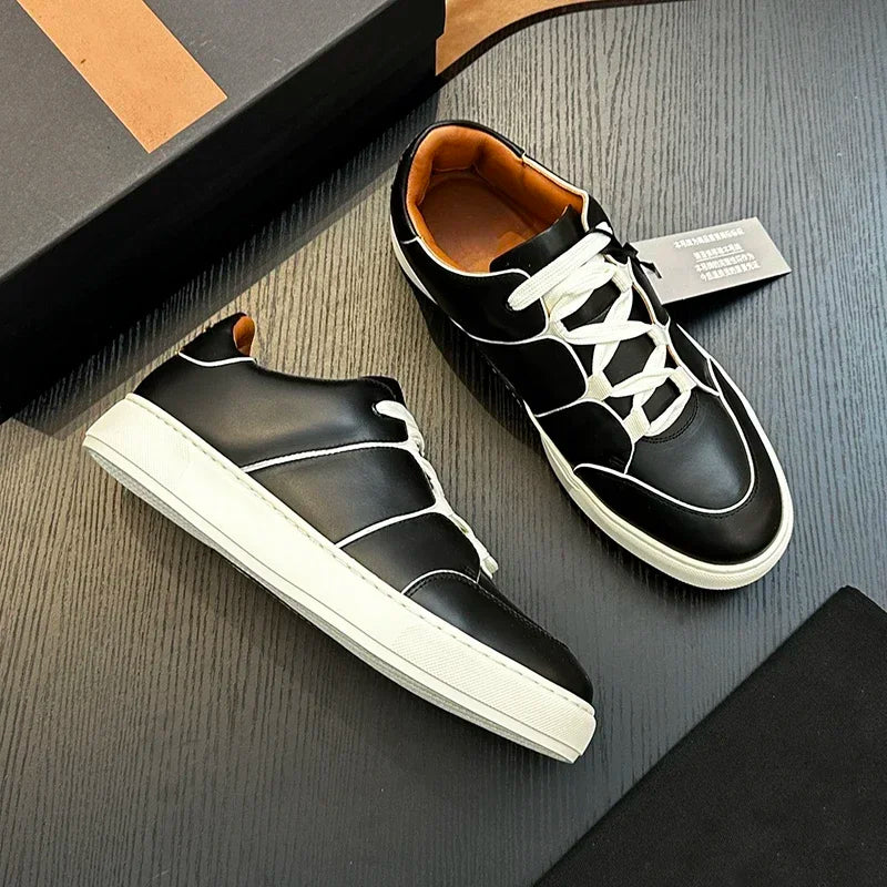 Sneakers Montantes Cuir Véritable Patchwork Homme – CLEVI Paris