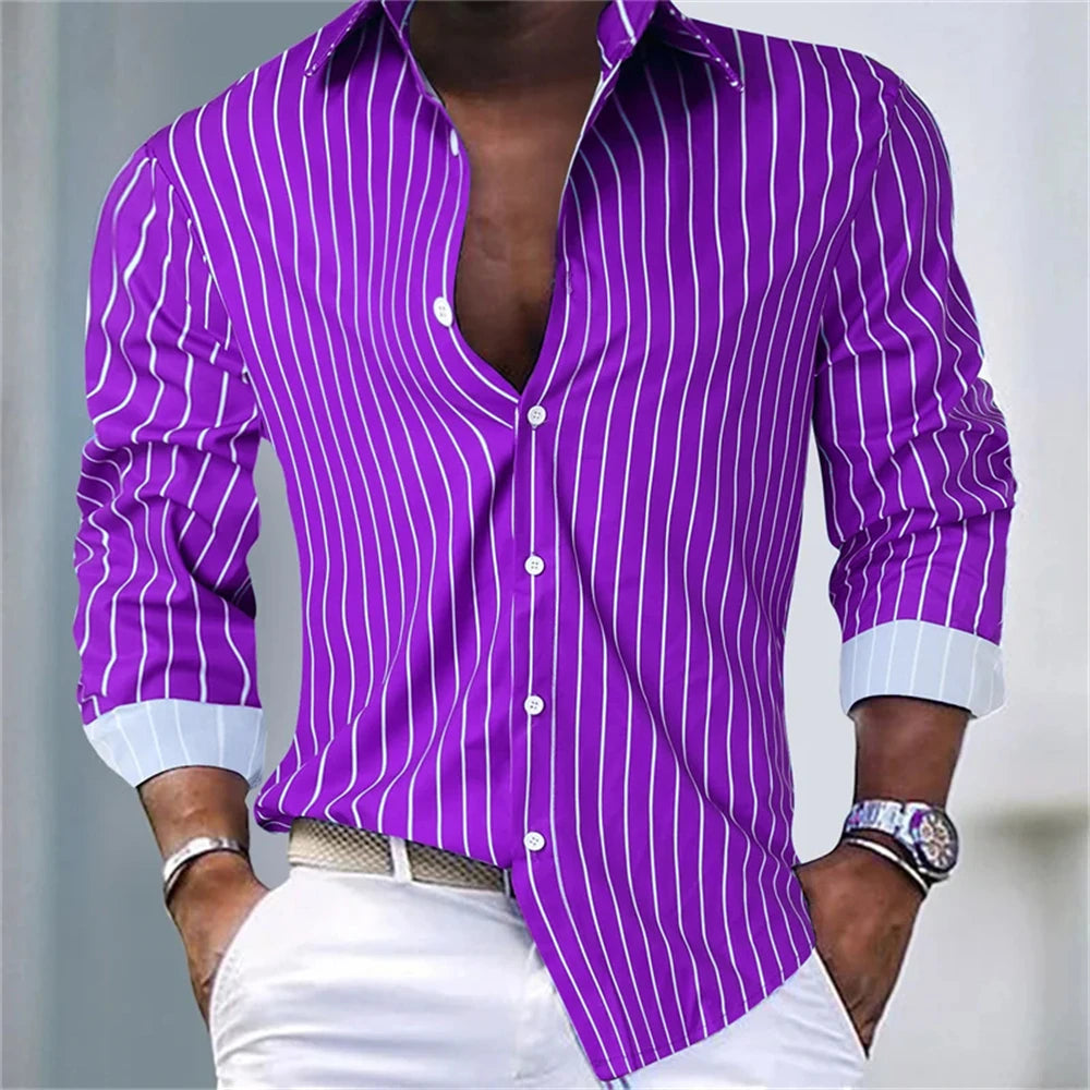 Chemise rayée homme manches longues – CLEVI Paris