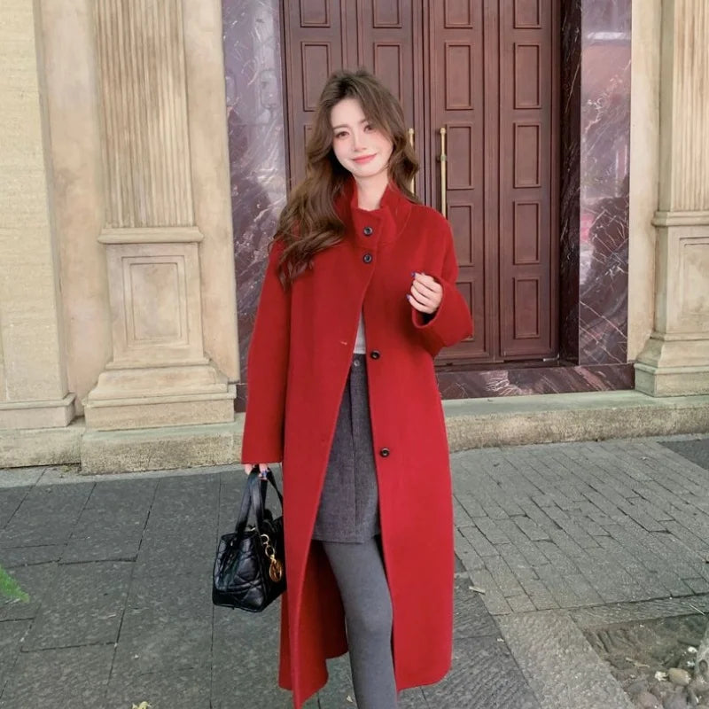 Manteau long femme en laine double face – CLEVI Paris